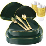 180Pcs Green Plastic Plates, Green Gold Disposable Plates