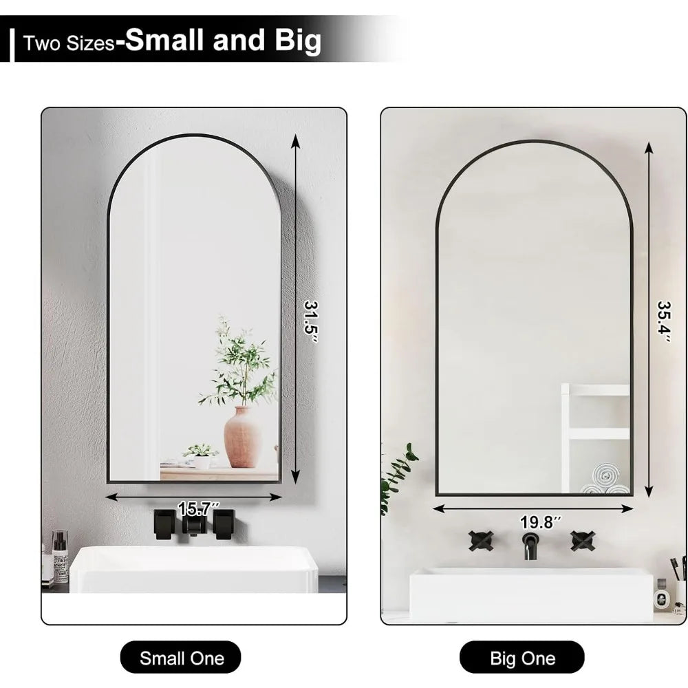 Black Arched Medicine Cabinets with Mirror