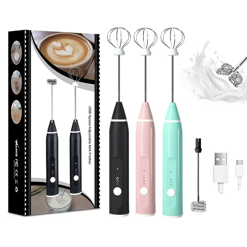 1 PCS Electric Milk Frother Portable Egg Beater