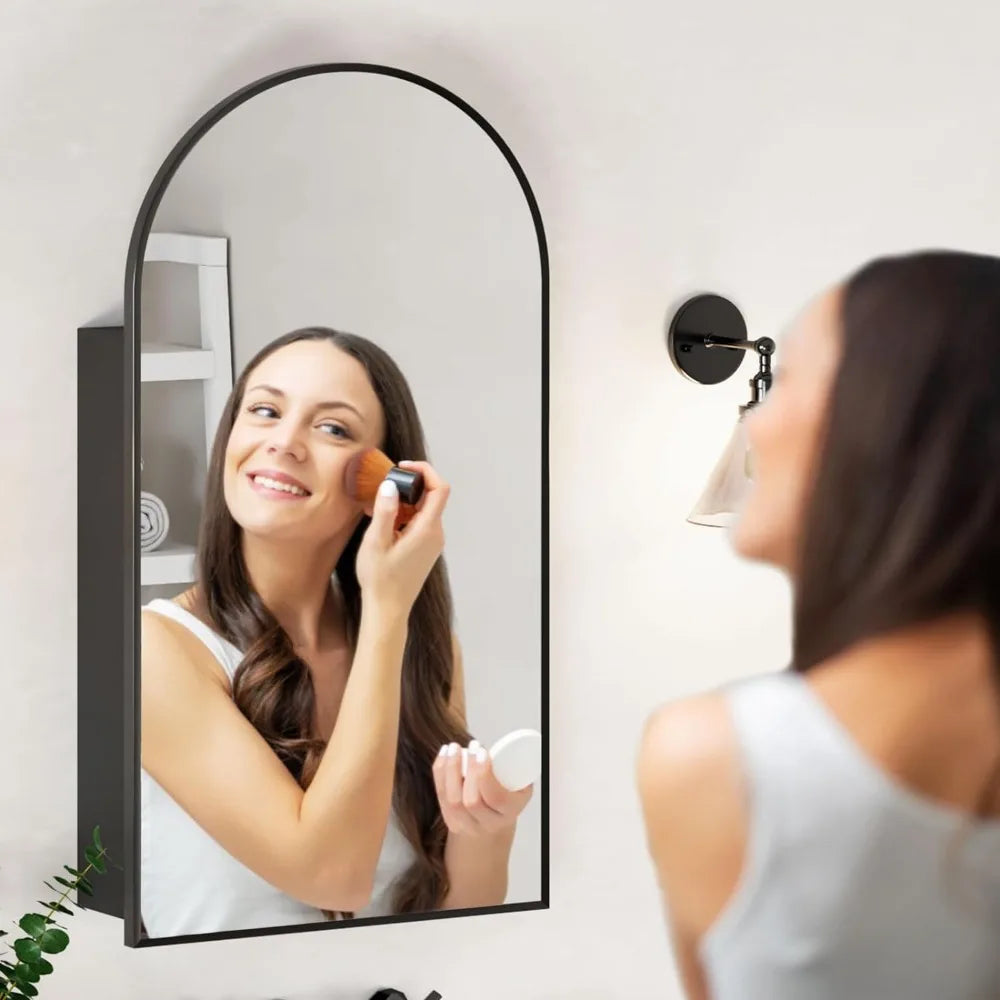 Black Arched Medicine Cabinets with Mirror