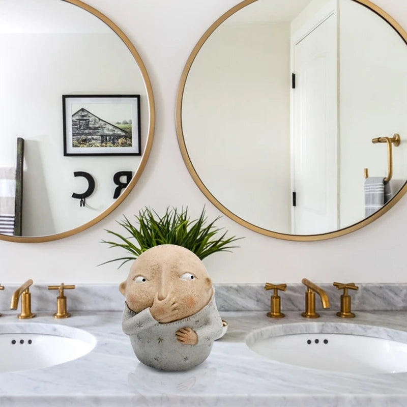 Boy Holding Nose Statues for Home Toilet Bathroom Decor