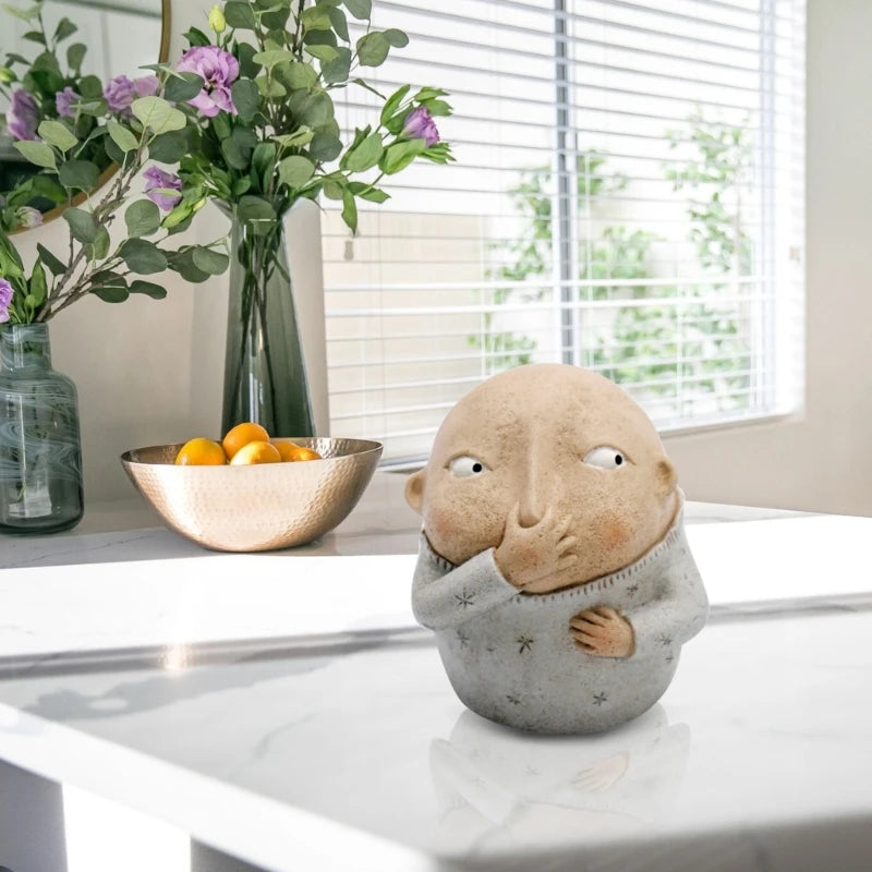 Boy Holding Nose Statues for Home Toilet Bathroom Decor