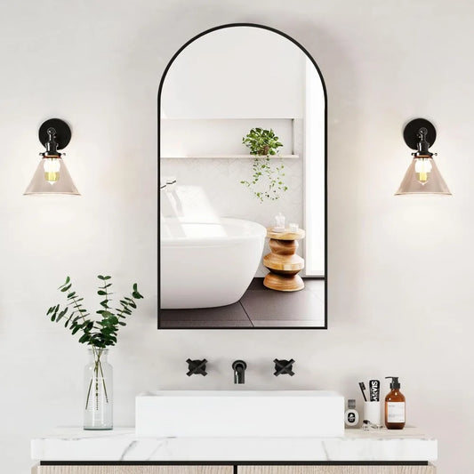 Black Arched Medicine Cabinets with Mirror